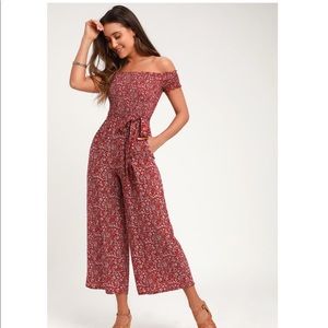 Lulus Red Off Shoulder Jumpsuit
